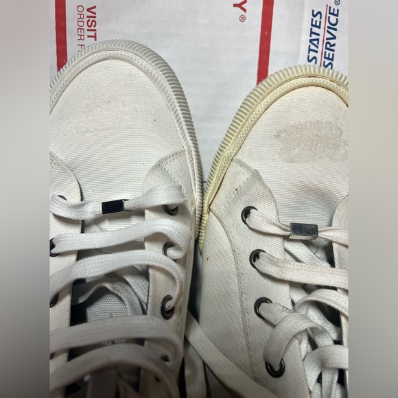 NEW LANVIN PARIS MID HI TOP WHITE DISTRESSED CANVAS Size 7/ Euro 40 - Picture 2 of 10